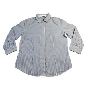 Talbots Stripe Wrinkle Resistant Button Up Shirt Size 10 Office Career Preppy
